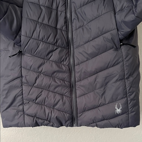 Like New! SPYDER Women's L BOUNDLESS LONG Insulated Hooded Gray Puffer Jacket XL - Picture 6 of 15